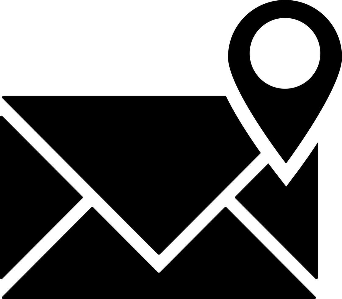 Search email location glyph icon or symbol. vector