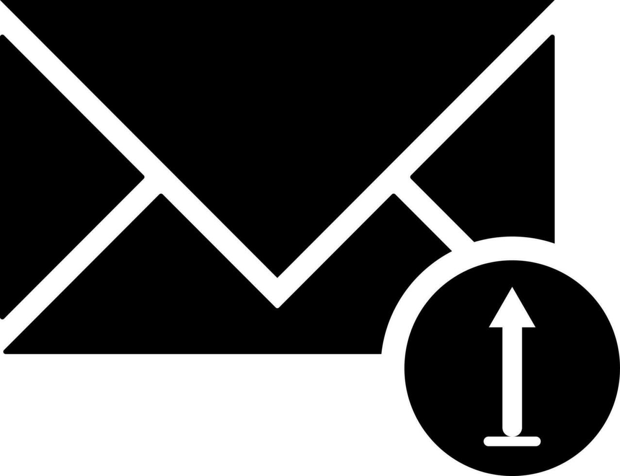 correo electrónico enviando o subir icono en negro y blanco color. vector