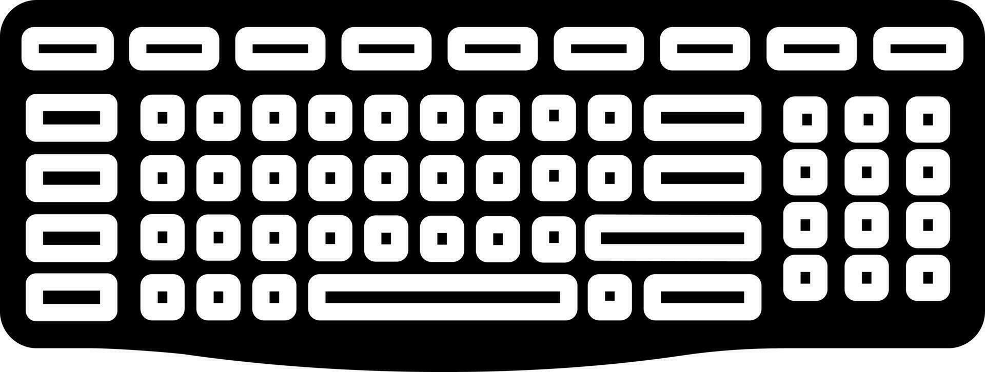 Black and White keyboard icon or symbol. vector