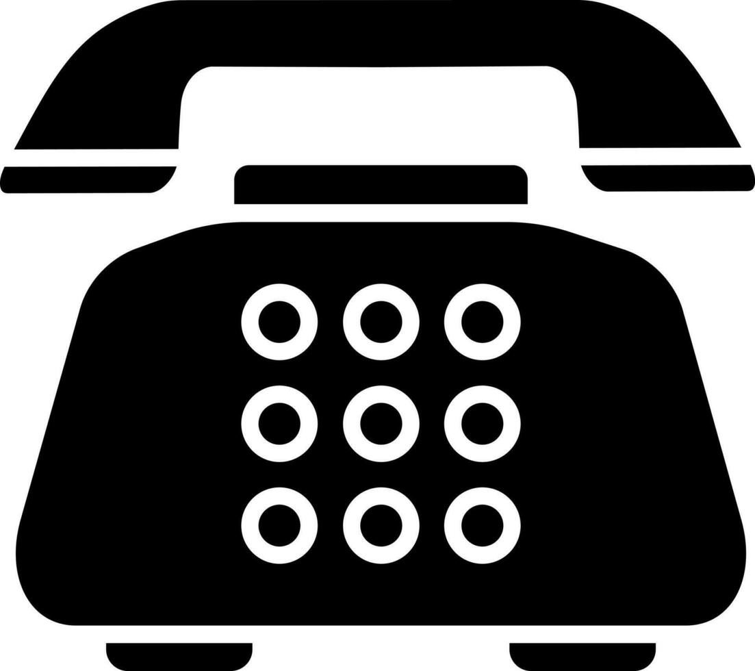 Black and White telephone icon in flat style. vector