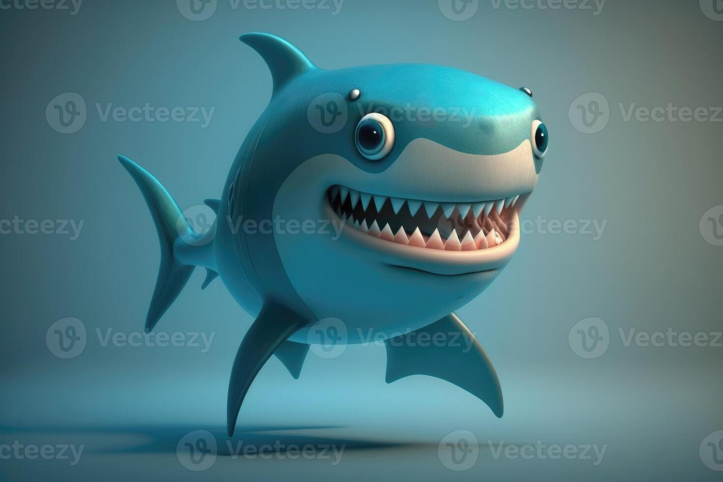 3D cute shark cartoon. photo