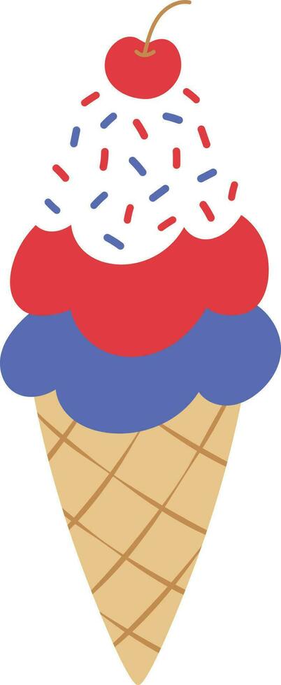 Waffle Cone Ice Cream 4th of july celebration freedom day vector