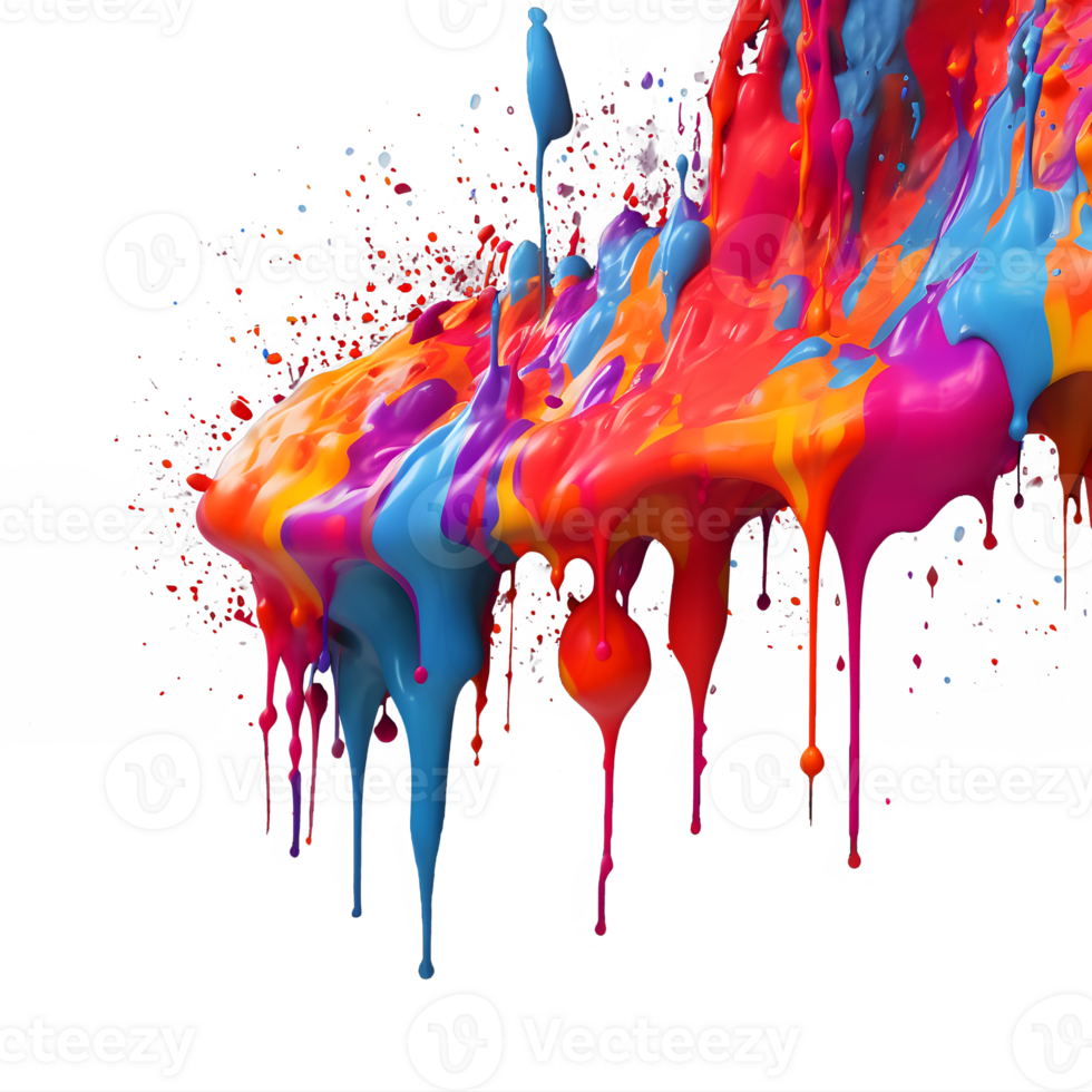 Modern ink explosion with modern colorful paint mixing together. Fantastic texture on a transparent background png