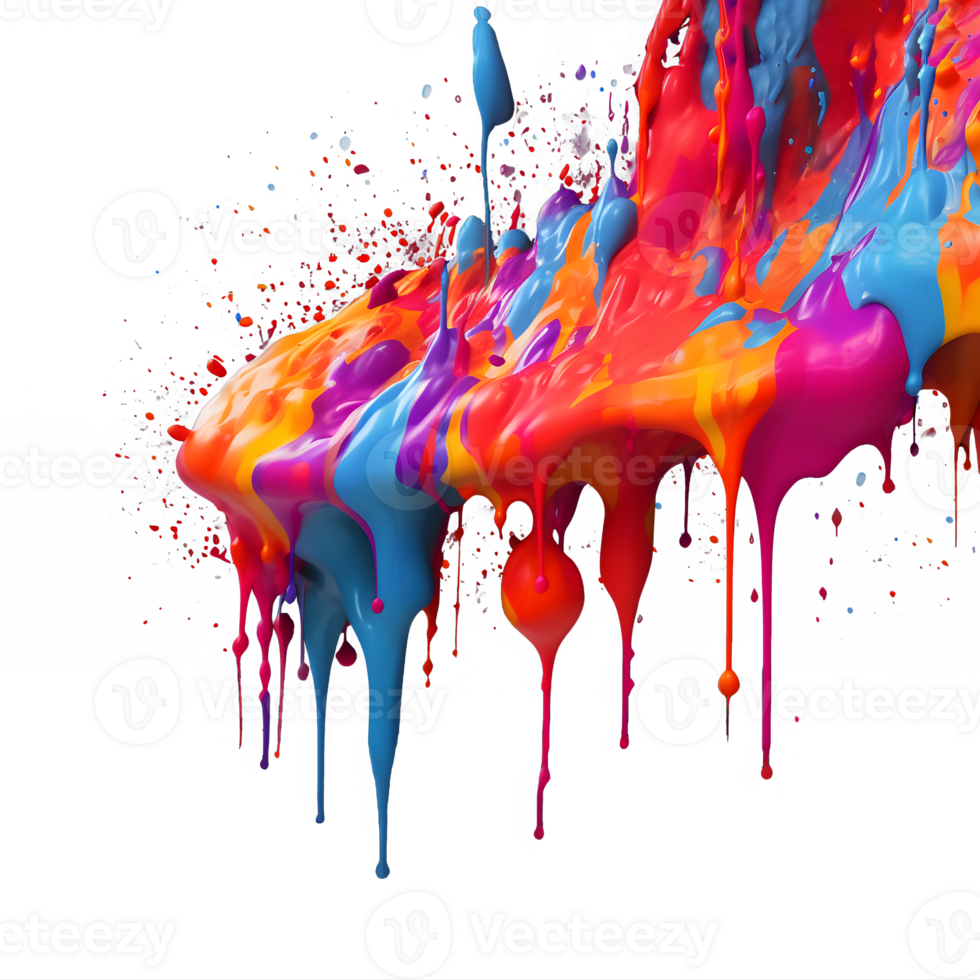 Modern ink explosion with modern colorful paint mixing together. Fantastic texture on a transparent background png