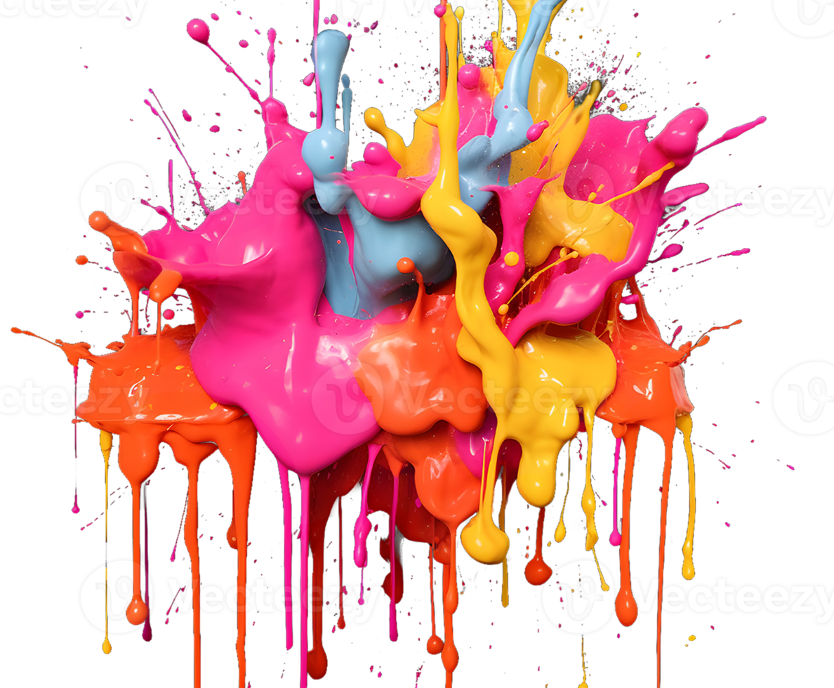 Explosive wet paint mixing together On A Transparent Background png