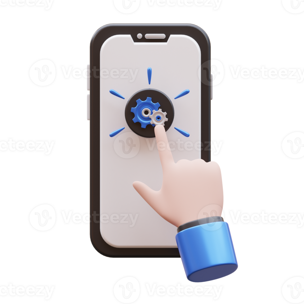Hand Gesture Tap Setting Button 3D Illustration png