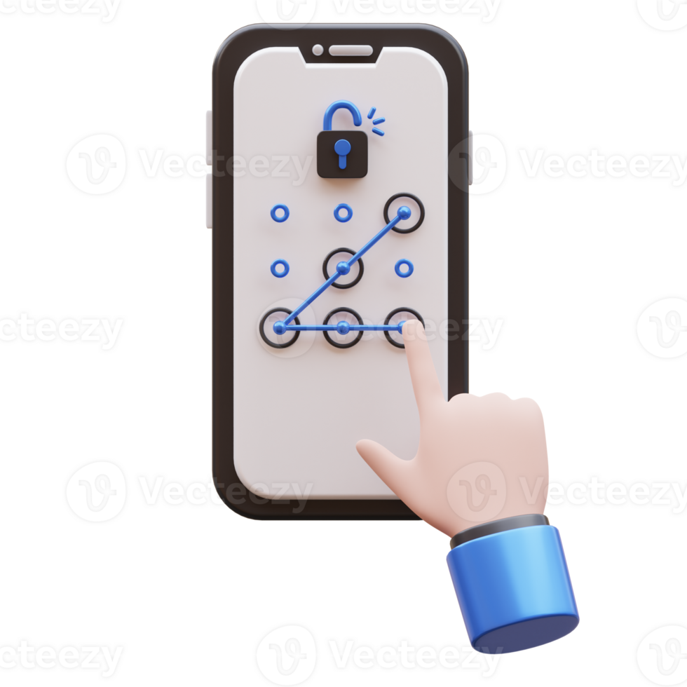 Hand Gesture Open Pattern Lock 3D Illustration png