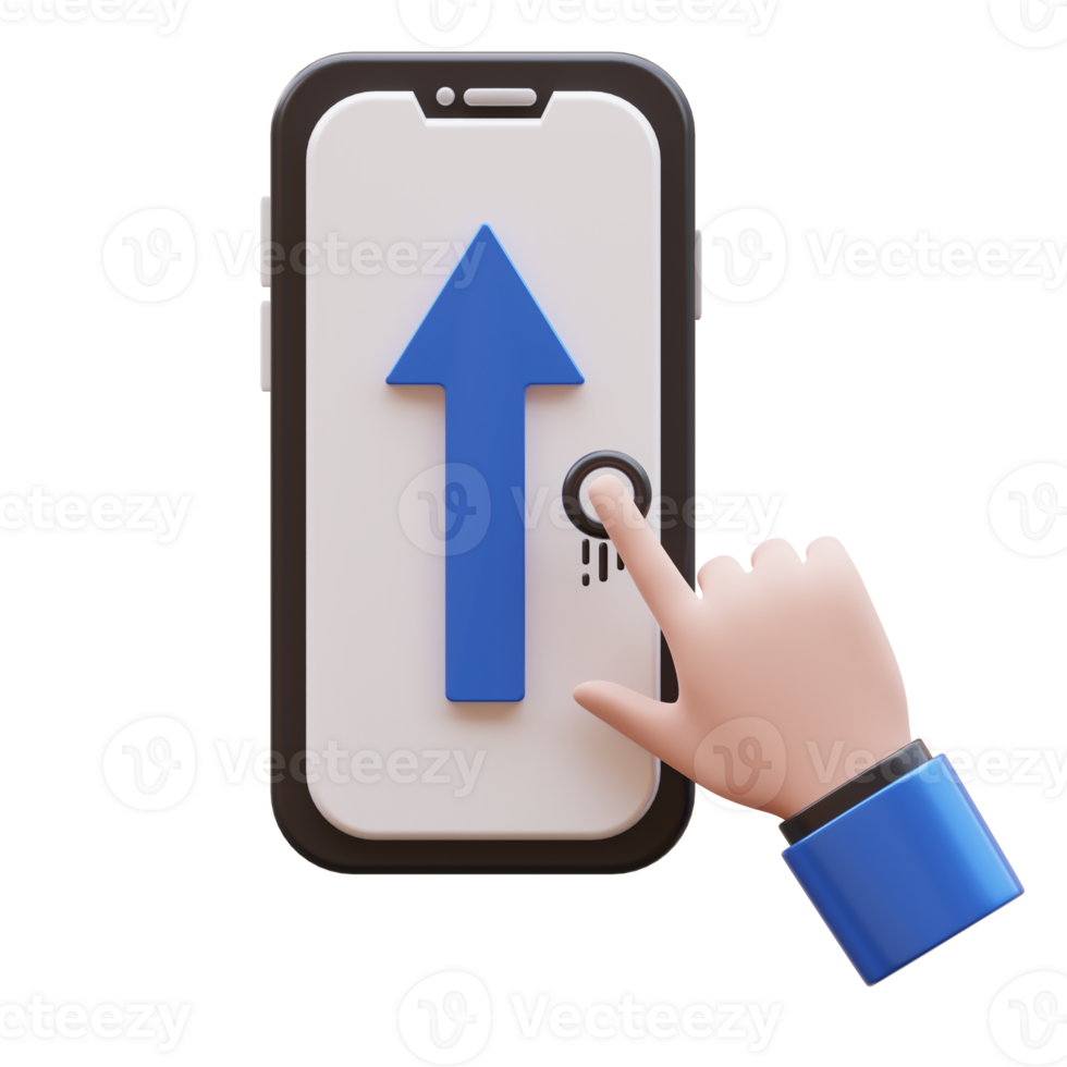 Hand Gesture Swipe Up 3D Illustration png