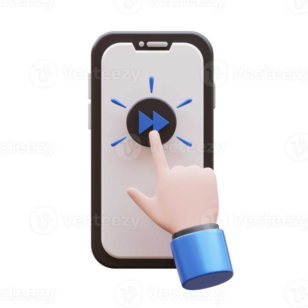 Hand Gesture Tap Forward Button 3D Illustration png