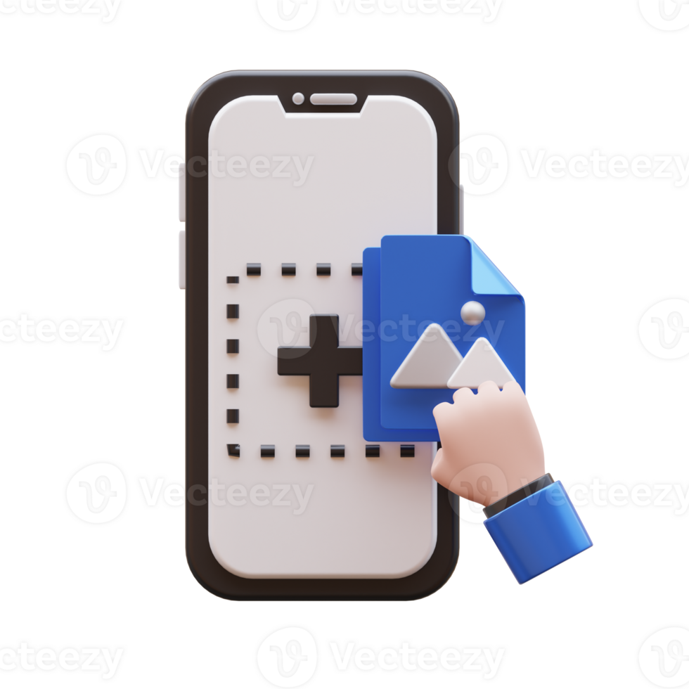 Hand Gesture Drag Image 3D Illustration png