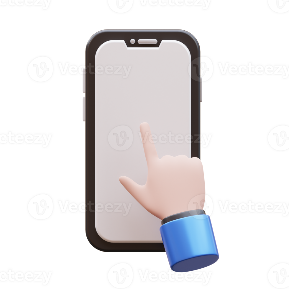 Hand Gesture Tap Mobile 3D Illustration png