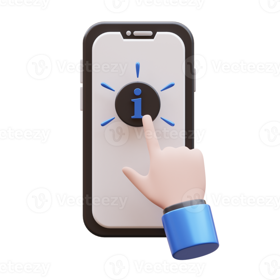 Hand Gesture Information Button 3D Illustration png