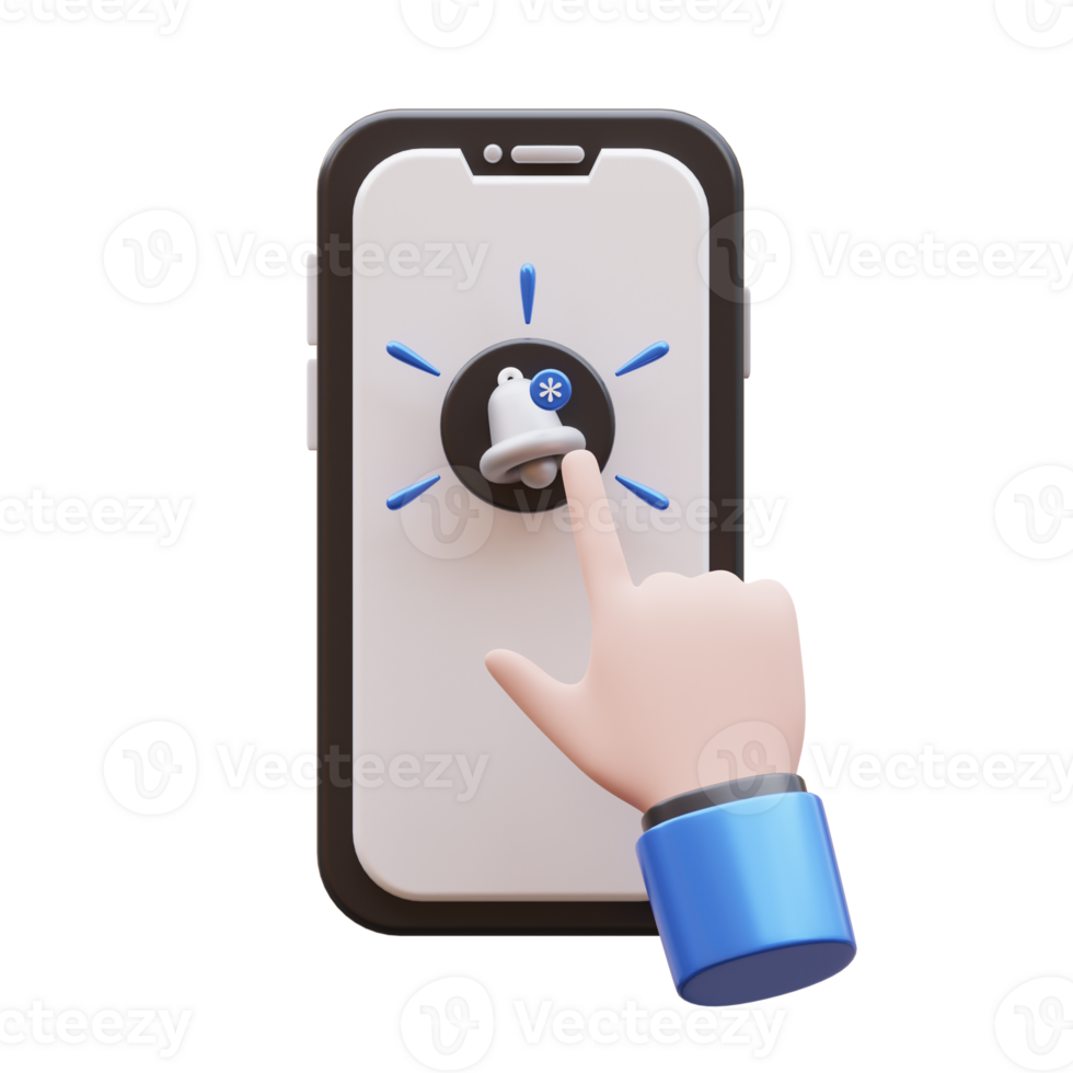 Hand Gesture Tap Notification Button 3D Illustration png