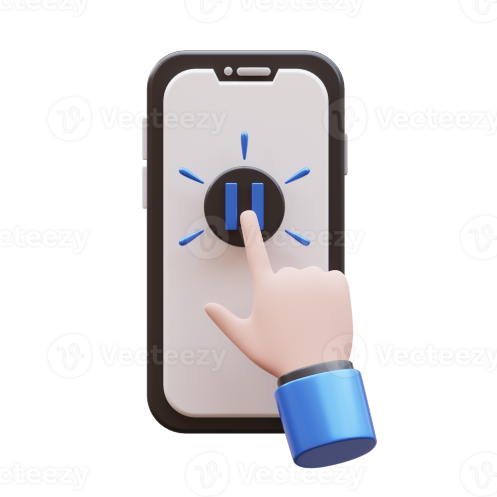Hand Gesture Tap Pause Button 3D Illustration 24253435 PNG