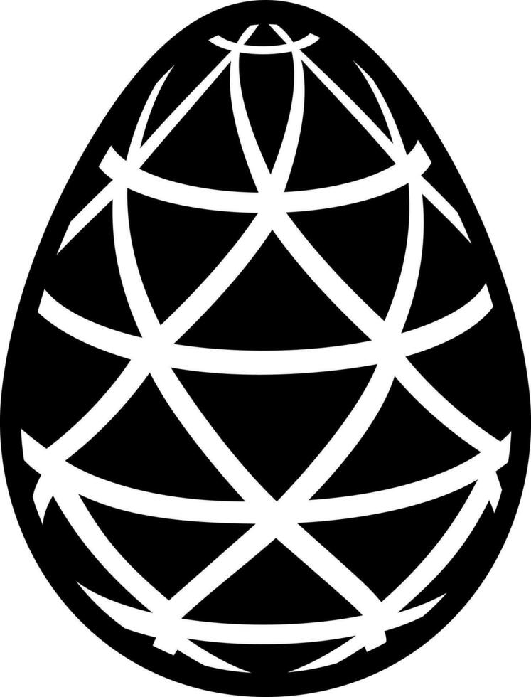 Black and White easter egg icon in flat style. vector