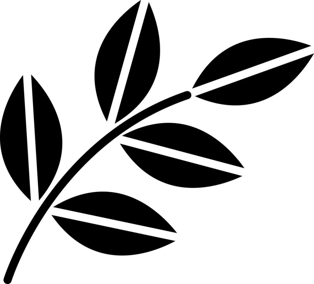 Black and White illustration of leaves icon. vector