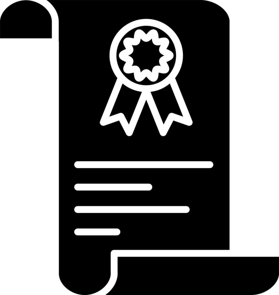 Illustration of certificate glyph icon. vector