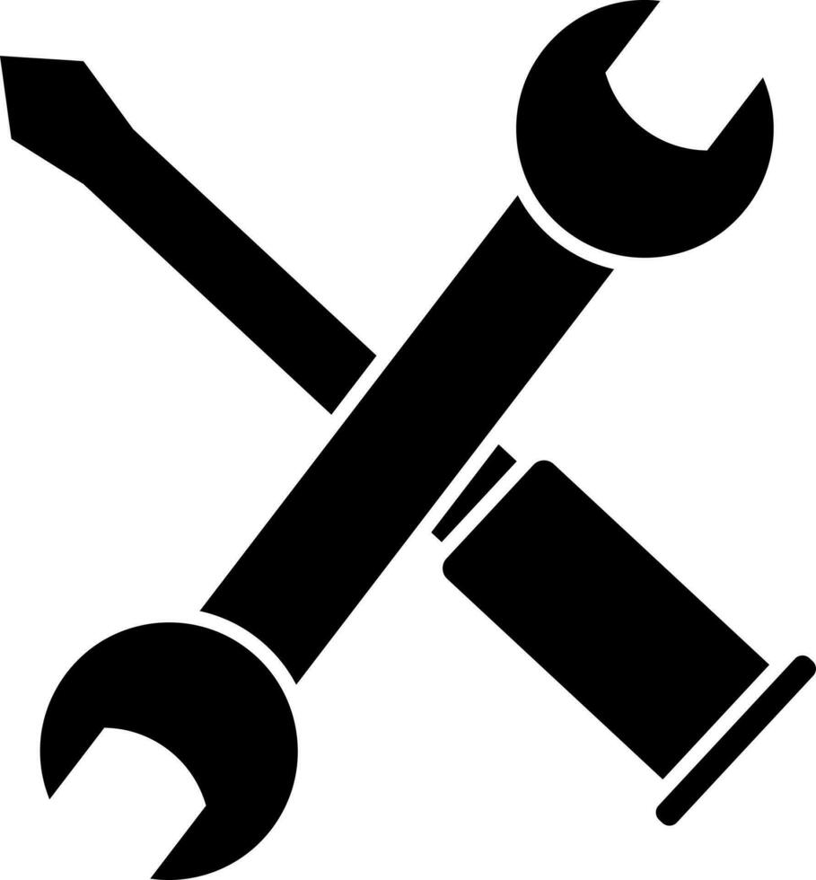 Wrench with screwdriver or repairing icon. vector