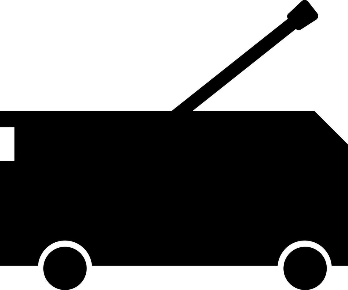 Glyph fire truck icon in black color. vector