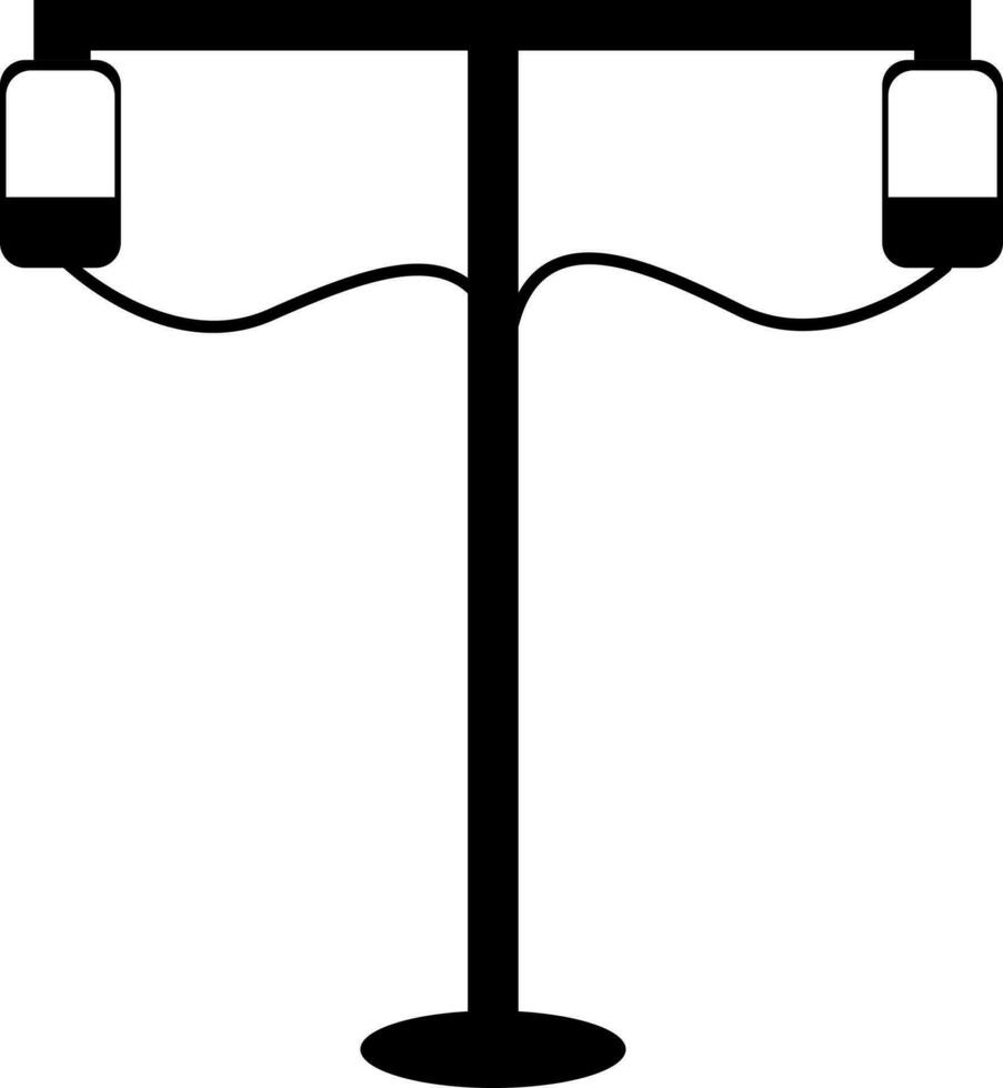 Black and White transfusion with iv stand. Glyph icon or symbol. vector