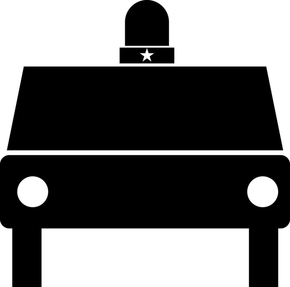 Vector illustration of police car in Black and White color.