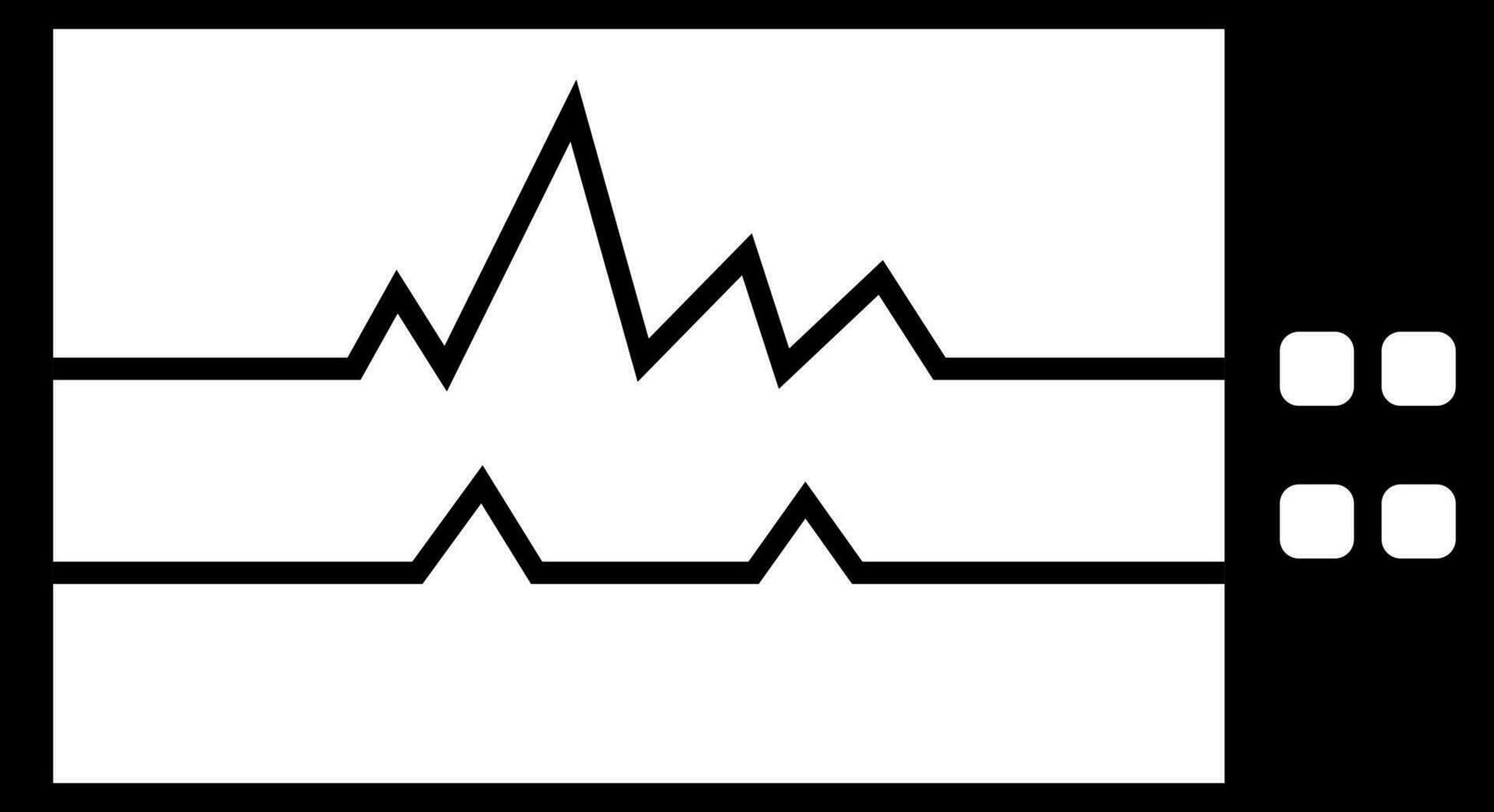 Black and White cardiogram icon in flat style. vector