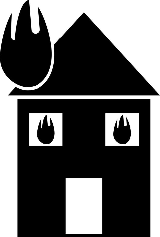 Black and White fire station icon or symbol. vector