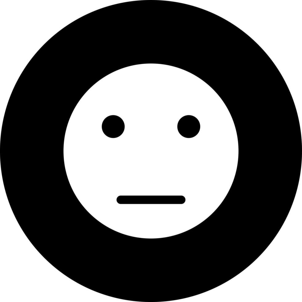 Black and White illustration of serious face emoticon icon. vector