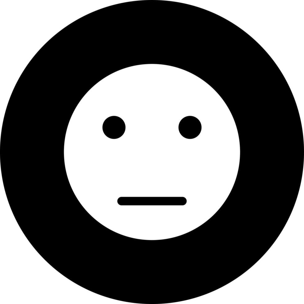 negro y blanco ilustración de grave cara emoticon icono. vector