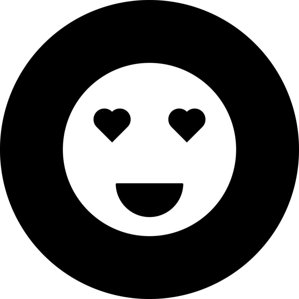 Black and White heart eyes face emoji character icon in flat style. vector