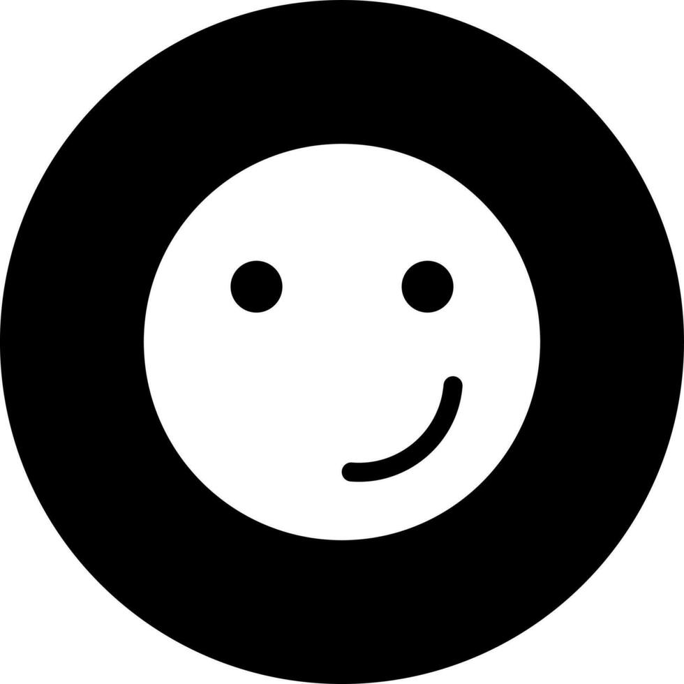 Smirking emoji face character glyph icon or symbol. vector