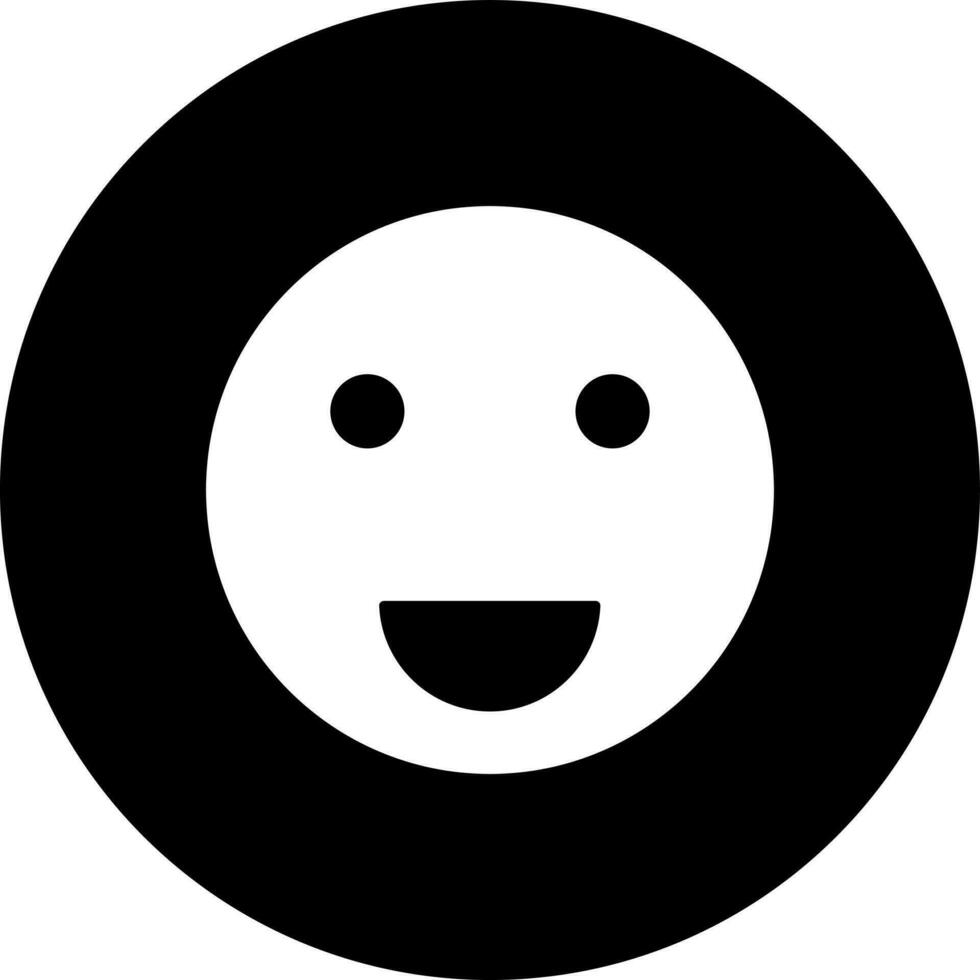 Happy or laughing emotion face glyph icon. vector