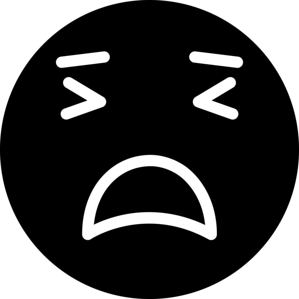 Illustration of sad emotion face glyph icon. vector