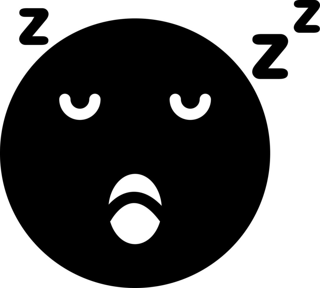 Sleeping emoji face glyph icon in flat style. vector