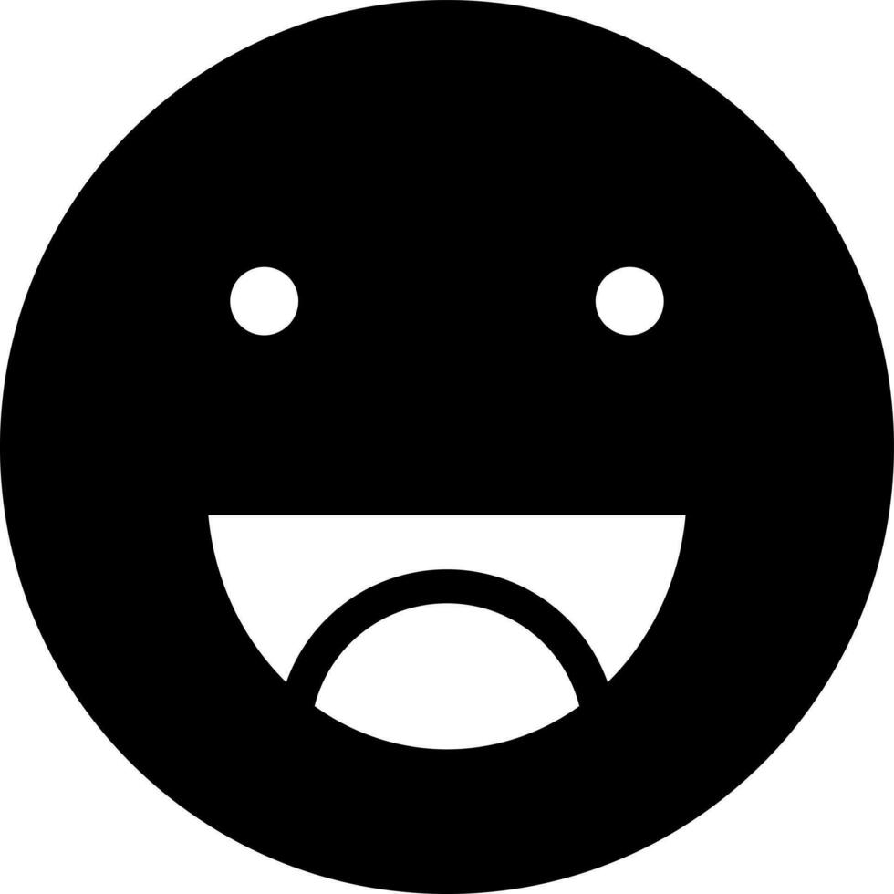 Black and White happy emotion face icon in flat style. vector