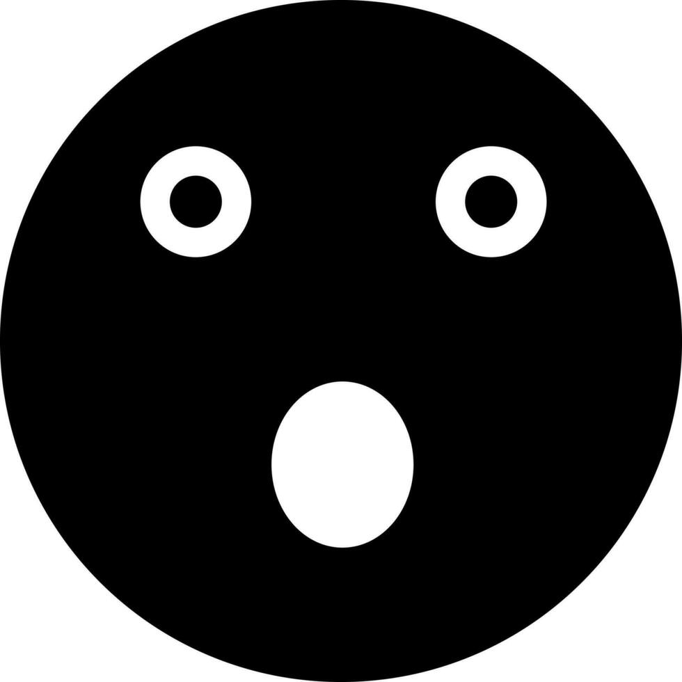 Shocked emoji character glyph icon or symbol. vector