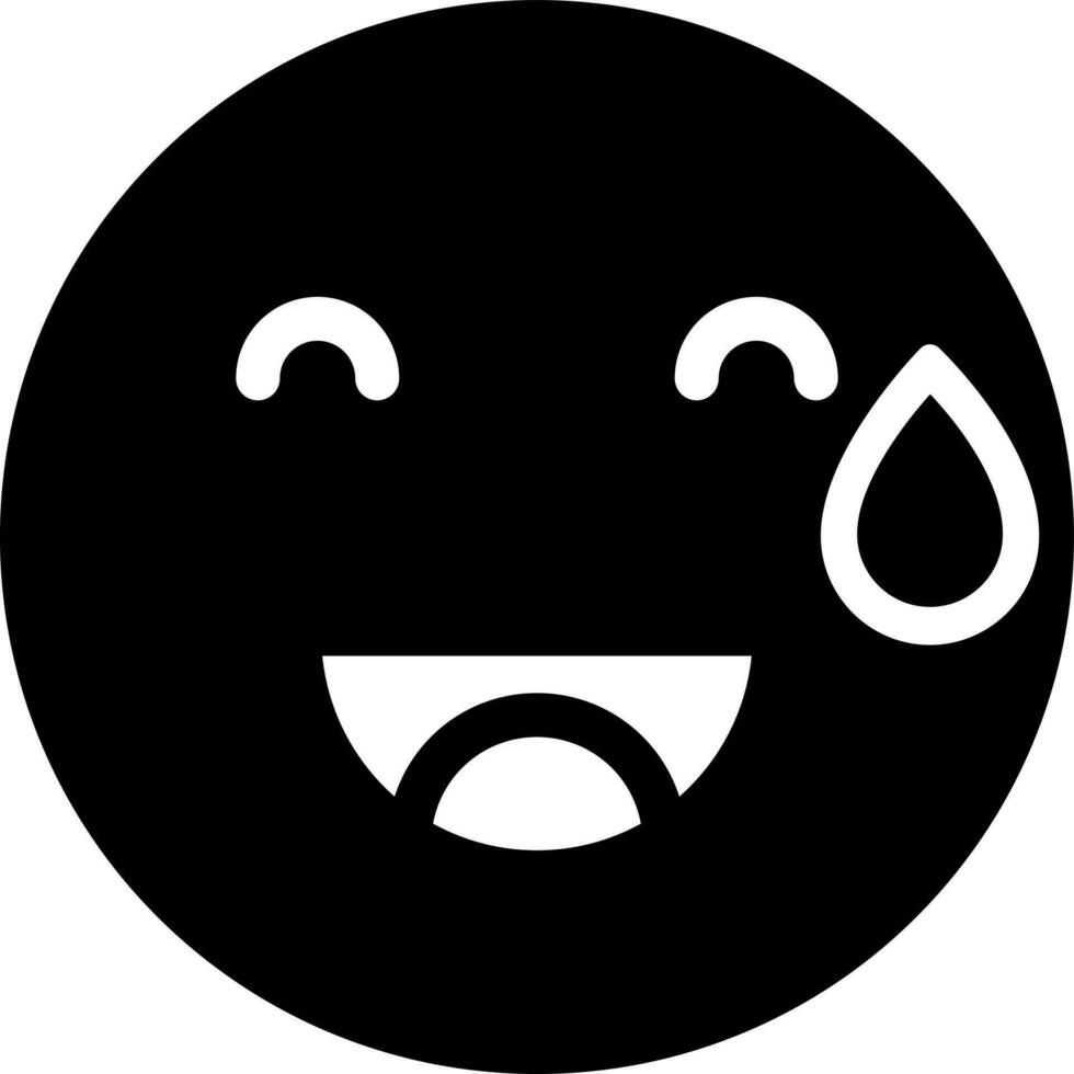 Sweaty emoji character icon in Black and White color. vector