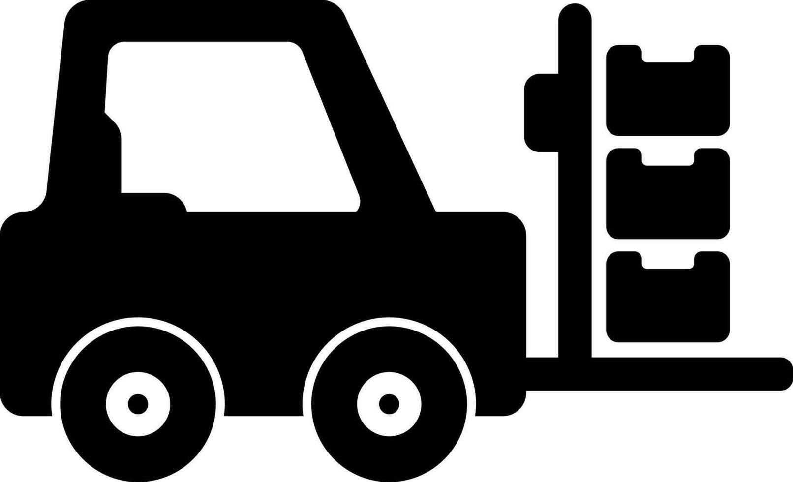 Black and White illustration of forklift icon. vector