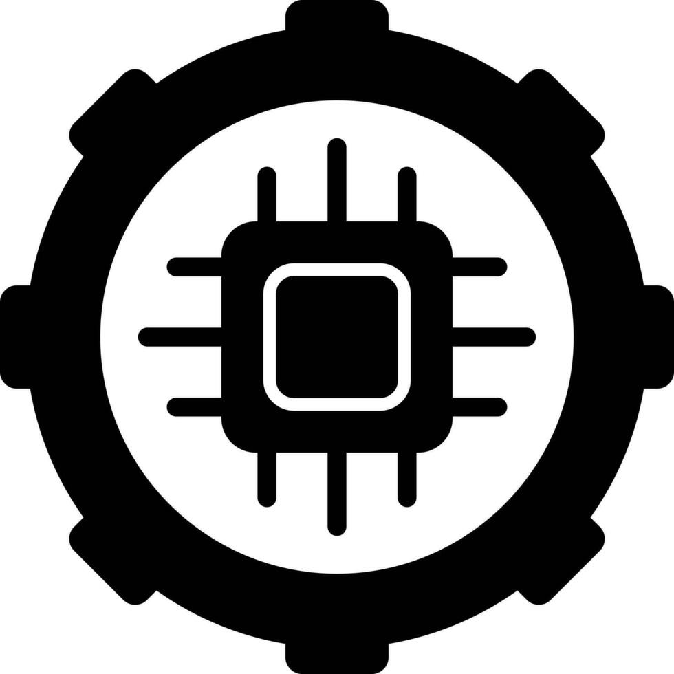 mantenimiento chip icono en negro y blanco color. vector