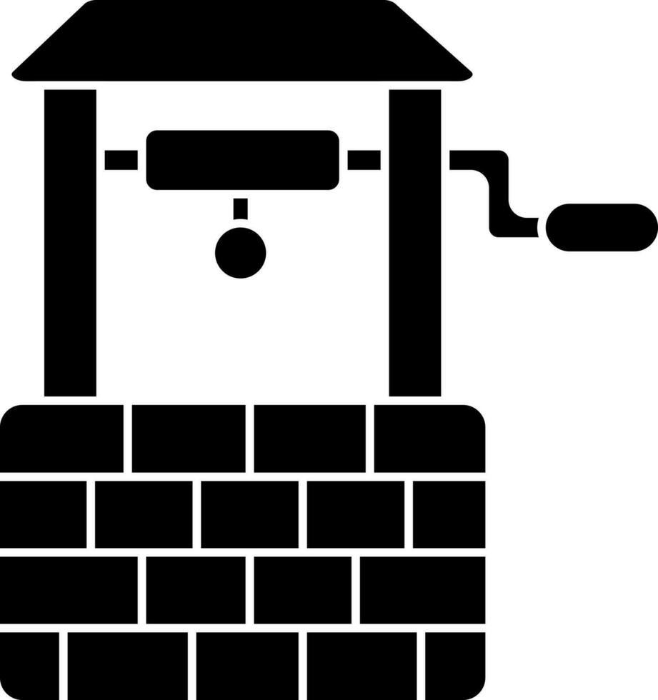 Illustration of Black and White water well icon. vector