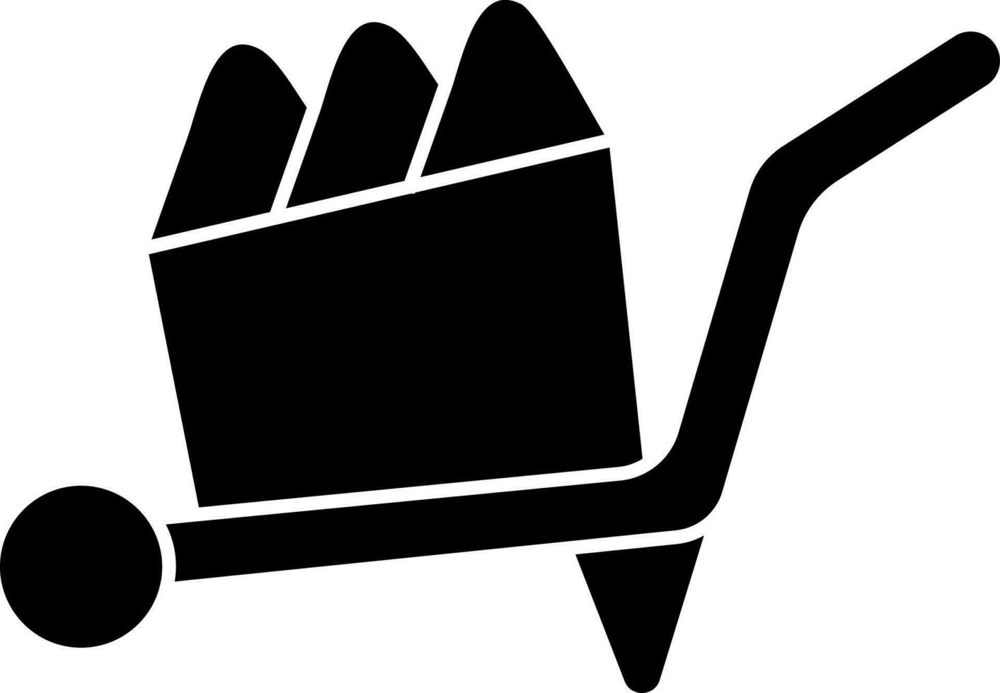 Black and white wheelbarrow icon. vector