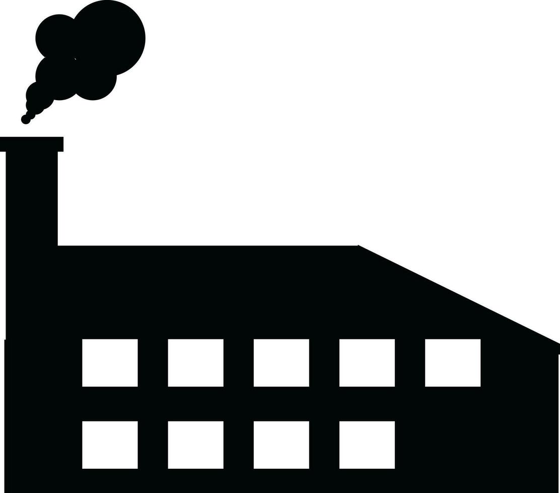 Black and White Factory icon in flat style. vector