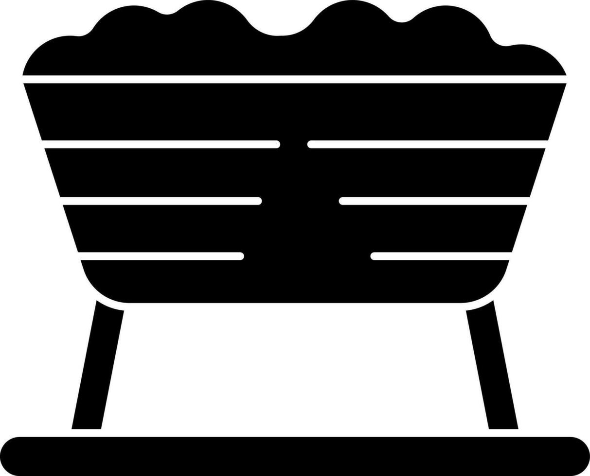 Flat style trough icon in Black and White color. vector