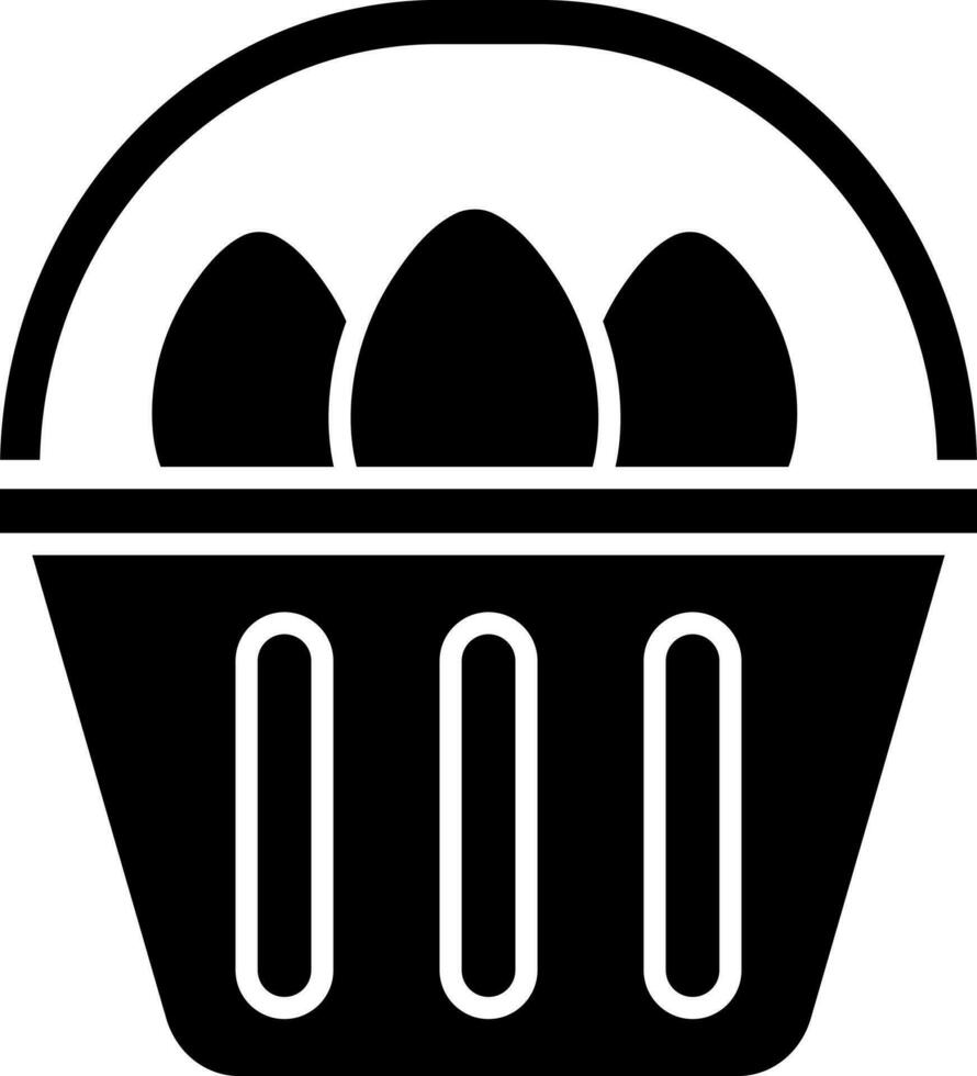 negro huevos en cesta plano icono. vector