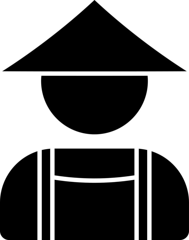 Icon of silhouette farmer icon in Black and White color. vector