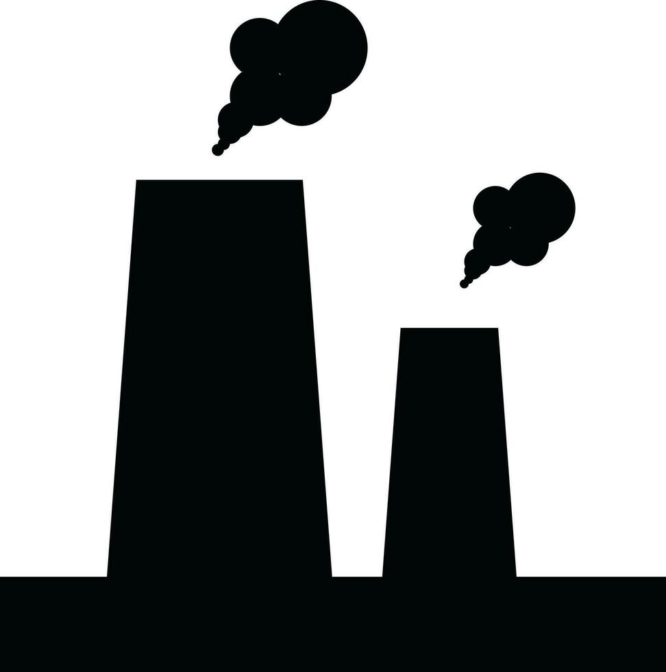 Power Plant Industry icon in Black and White color. vector