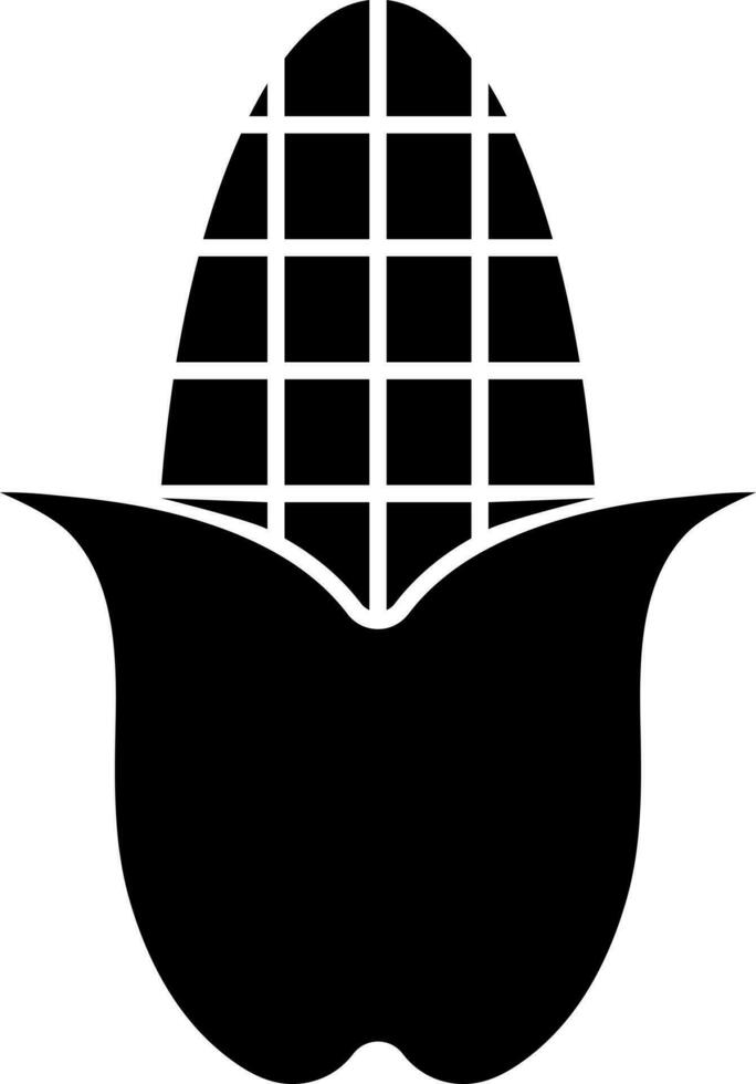 Black and White corn icon in flat style. vector