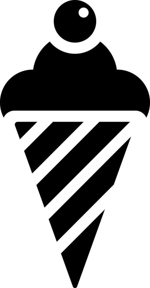 Ice cream cone icon in Black and White color. vector