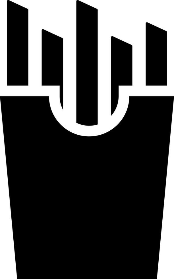 Black and White french fries icon in flat style. vector