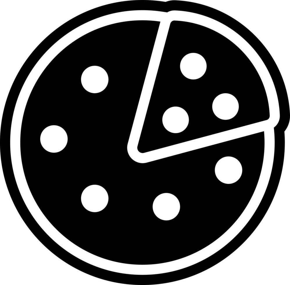 Pizza icono o símbolo en negro y blanco color. vector